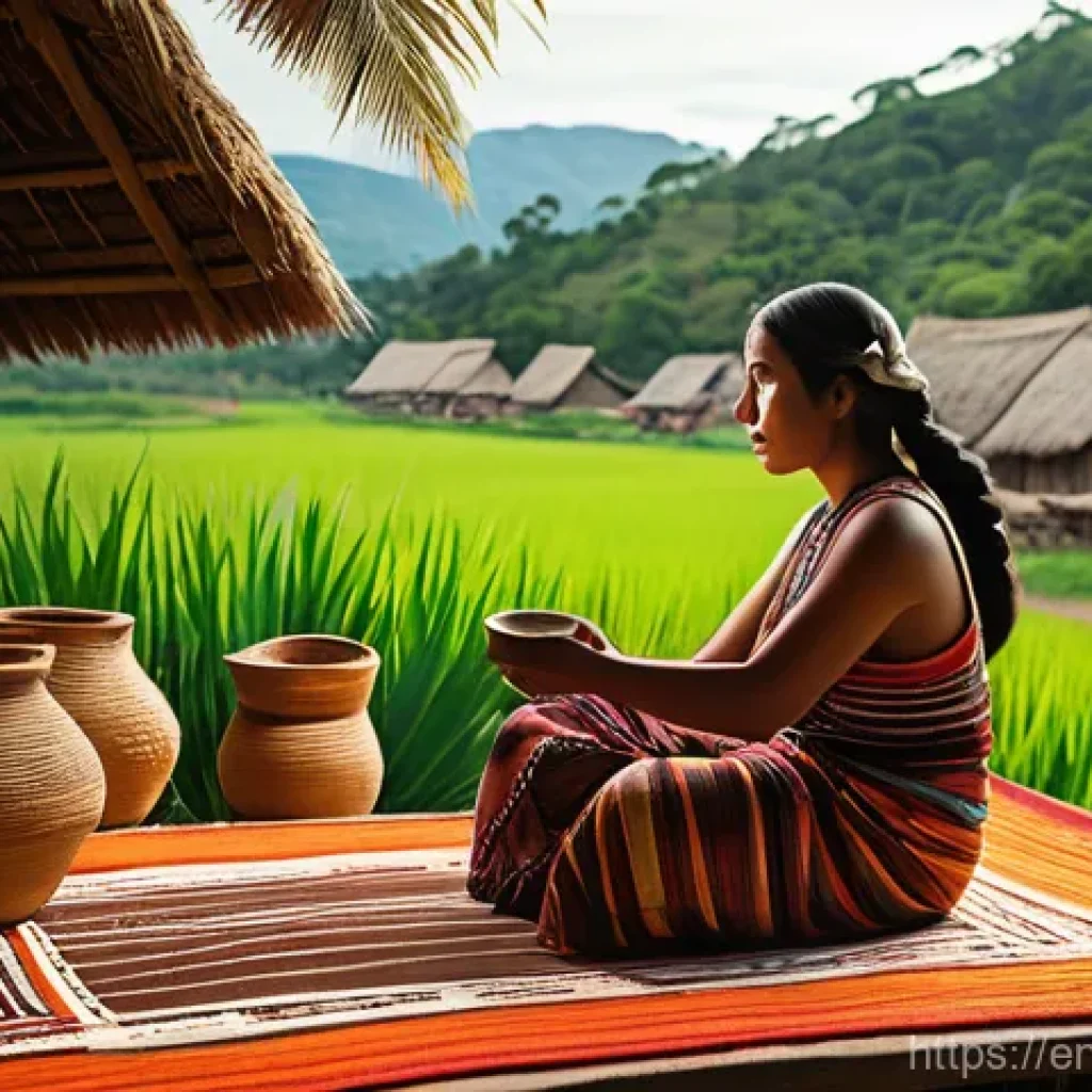 에콰도르의 역사적 사건 정리 - **Prompt:** "An artistic and historically accurate depiction of an ancient Valdivia village on the S...