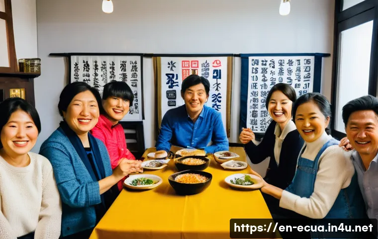 에콰도르에서 한인 커뮤니티 찾기 - A lively community gathering of Korean expatriates in Quito, Ecuador, held at a cozy local Korean re...
