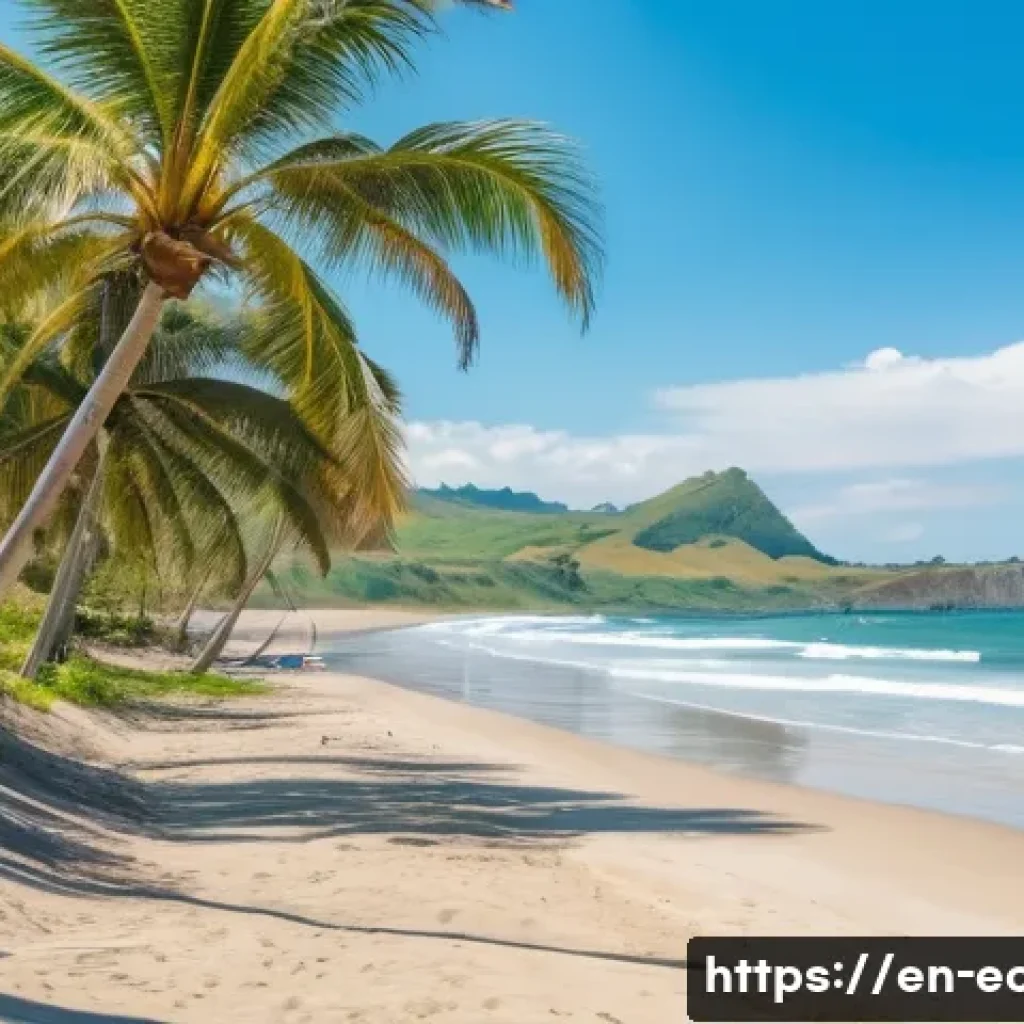 에콰도르에서 서핑하기 좋은 해변 - A serene coastal scene at Playas Villamil beach in Ecuador during a sunny day, featuring a beginner ...