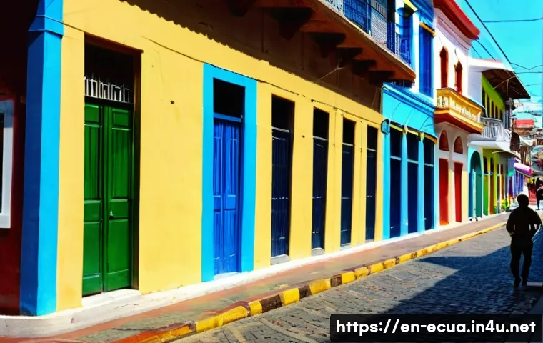 과야킬의 위험 지역 피하는 법 - A vibrant street scene in Guayaquil’s Las Peñas neighborhood during late afternoon, showcasing color...