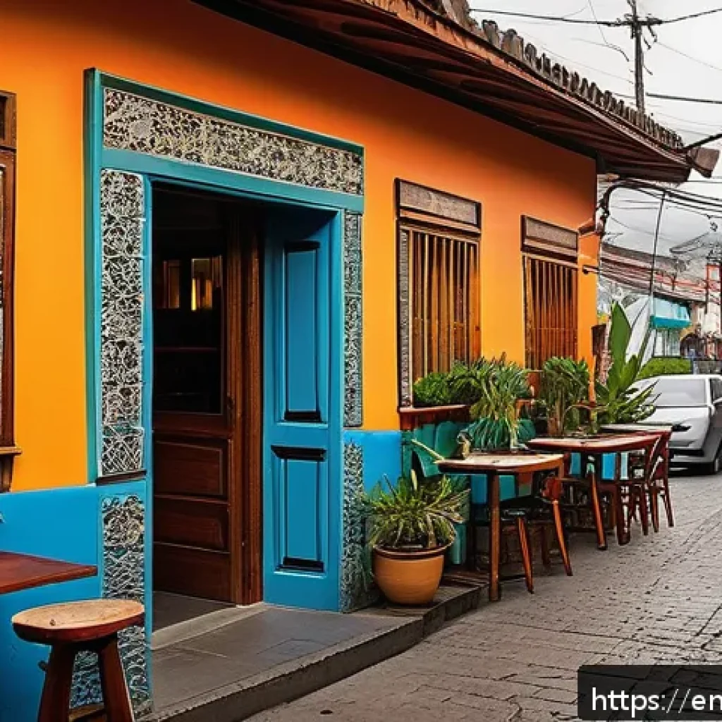에콰도르에서 동남아시아 음식점 찾기 - A vibrant street scene in Quito’s La Mariscal neighborhood featuring a cozy, family-run Southeast As...